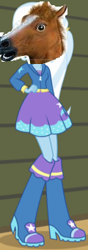 Size: 120x340 | Tagged: safe, edit, edited screencap, imported from derpibooru, screencap, trixie, equestria girls, rainbow rocks, 1000 hours in ms paint, boots, clothes, female, hand on hip, high heel boots, hoers mask, horse head, jacket, mask, raised leg, skirt, solo, what has science done