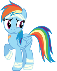 Size: 6001x7410 | Tagged: safe, artist:deratrox, imported from derpibooru, rainbow dash, pegasus, pony, newbie dash, .svg available, absurd resolution, bandage, female, mare, raised hoof, simple background, solo, transparent background, vector