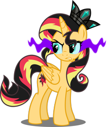 Size: 5000x5926 | Tagged: safe, artist:orin331, imported from derpibooru, sunset shimmer, alicorn, pony, equestria girls, absurd resolution, alicornified, evil, female, race swap, shimmercorn, simple background, solo, sunvine shimmer, transparent background, vector