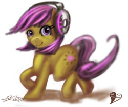 Size: 540x453 | Tagged: safe, artist:desertfox500, imported from derpibooru, oc, oc only, pony, headphones, my little art challenge, solo