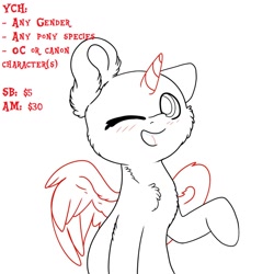 Size: 1080x1080 | Tagged: safe, artist:colorbrush, imported from derpibooru, auction, commission, sketch, smiling, solo, your character here