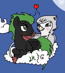 Size: 581x651 | Tagged: safe, artist:lightning-hunt, imported from derpibooru, oc, oc only, oc:glissanda, oc:lightning hunt, griffon, pegasus, pony, couple, cute, glihunt