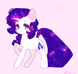 Size: 1280x1214 | Tagged: safe, artist:wallywind, imported from derpibooru, rarity, pony, unicorn, female, glowing horn, horn, mare, raised hoof, signature, simple background, solo