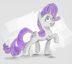 Size: 2347x2089 | Tagged: safe, artist:post-it, imported from derpibooru, rarity, colored sketch, female, no pupils, sketch, solo