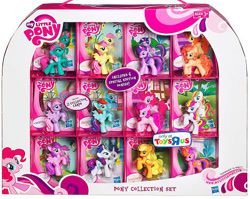 Size: 468x372 | Tagged: safe, imported from derpibooru, applejack, beachberry, coconut cream, fluttershy, gardenia glow, peachy pie, pinkie pie, rainbow dash, rarity, skywishes, sweetsong, twilight sparkle, blind bag, irl, mane six, photo, toy, vector