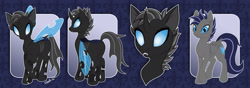 Size: 2402x843 | Tagged: safe, artist:gracewolf, imported from derpibooru, oc, oc only, oc:crucible, changeling, pegasus, pony, changeling oc, female, raised hoof, reference sheet, solo