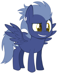 Size: 792x1009 | Tagged: safe, artist:higgly-chan, imported from derpibooru, oc, oc only, oc:feather bliss, pony, chibi, cute, male, piercing, smiling, solo, stallion