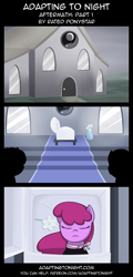 Size: 960x2000 | Tagged: safe, artist:terminuslucis, imported from derpibooru, berry punch, berryshine, earth pony, pony, comic:adapting to night, comic:adapting to night: aftermath, bow, casket, church, coffin, comic, dead, flower, funeral, ribbon
