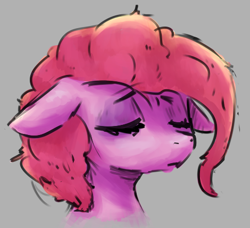 Size: 470x429 | Tagged: safe, artist:nobody, imported from derpibooru, pinkie pie, pony, eyes closed, female, floppy ears, messy mane, simple background, solo, tired