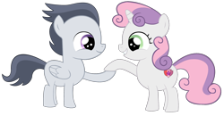 Size: 2300x1200 | Tagged: safe, artist:meandmyideas, deleted from derpibooru, imported from derpibooru, rumble, sweetie belle, cutie mark, male, rumbelle, shipping, straight, the cmc's cutie marks