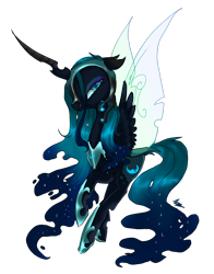 Size: 1188x1518 | Tagged: safe, artist:nutty-stardragon, artist:nuttypanutdy, imported from derpibooru, nightmare moon, queen chrysalis, alicorn, changeling, changeling queen, female, fusion, simple background, solo, transparent background