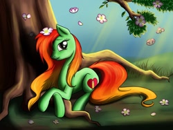 Size: 1024x768 | Tagged: safe, artist:28gooddays, imported from derpibooru, oc, oc only, oc:artline, earth pony, pony, flower, solo