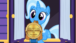 Size: 640x360 | Tagged: safe, edit, edited screencap, imported from derpibooru, screencap, trixie, pony, unicorn, to where and back again, avatar the last airbender, female, mare, medal, solo, to saddlebags and back again