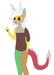 Size: 800x1100 | Tagged: safe, artist:plasteredpegasus, imported from derpibooru, discord, semi-anthro, eris, rule 63, simple background, solo, transparent background, vector