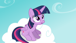 Size: 1920x1080 | Tagged: safe, artist:algonquinmaniac, imported from derpibooru, twilight sparkle, alicorn, pony, testing testing 1-2-3, cloud, female, frown, sitting, solo, twilight sparkle (alicorn)
