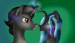 Size: 5112x2928 | Tagged: safe, artist:funny-arts, imported from derpibooru, king sombra, queen chrysalis, pony, absurd resolution, chrysombra, duo, male, shipping, straight