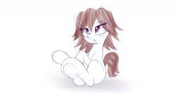 Size: 1280x720 | Tagged: dead source, safe, artist:an-m, imported from derpibooru, oc, oc only, oc:leonie, pony, blushing, looking up, nazipone, pony oc, red hair, sitting, sketch, solo, tired, underhoof