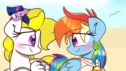 Size: 1920x1080 | Tagged: safe, artist:lynchristina, imported from derpibooru, rainbow dash, surprise, twilight sparkle, blushing, female, heart eyes, lesbian, shipping, surprisedash, wingding eyes