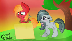 Size: 1703x980 | Tagged: safe, artist:lynchristina, imported from derpibooru, big macintosh, marble pie, earth pony, pony, blushing, floppy ears, male, marblemac, shipping, stallion, straight