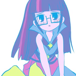 Size: 500x500 | Tagged: safe, artist:uro_3, imported from derpibooru, twilight sparkle, equestria girls, rainbow rocks, blushing, cute, female, glasses, solo