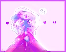Size: 1557x1224 | Tagged: safe, artist:wallywind, imported from derpibooru, trixie, pony, unicorn, annoyed, brokenhearts, female, heart, mare, solo