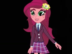 Size: 1024x768 | Tagged: safe, artist:gloriosa-everfree, imported from derpibooru, gloriosa daisy, equestria girls, black background, classy, clothes, crystal prep academy uniform, female, flowey, school uniform, simple background, solo, undertale