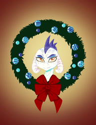 Size: 1280x1656 | Tagged: safe, artist:flutterluv, imported from derpibooru, princess ember, dragon, christmas, christmas wreath, female, solo