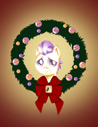 Size: 1280x1656 | Tagged: safe, artist:flutterluv, imported from derpibooru, tender taps, pony, christmas, christmas wreath, grin, male, smiling, solo