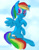 Size: 1400x1800 | Tagged: safe, artist:dragoncircle, imported from derpibooru, rainbow dash, pony, blushing, colored pupils, cute, female, flying, in air, rainbow, sketchy, solo, wings