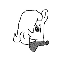 Size: 640x600 | Tagged: artist needed, safe, imported from derpibooru, oc, oc only, oc:emerald jewel, pony, colt quest, bandana, child, colt, concerned, foal, hair over one eye, male, monochrome, rough sketch, solo, wip