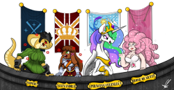 Size: 1920x997 | Tagged: safe, artist:christomwow, imported from derpibooru, princess celestia, oc, oc:alexandra, alicorn, alien, pony, snake, argument, civilization v, conversation, crossover, diplomacy, disguise, disguised diamond, flag, gem, gem (race), misspelling, pirncess celeslia, politics, quartz, rose quartz (gemstone), rose quartz (steven universe), simple background, steven universe, talking, transparent background, viper, x-com, xcom 2