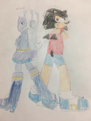 Size: 720x960 | Tagged: artist needed, source needed, useless source url, safe, imported from derpibooru, trixie, oc, pony, unicorn, crossover, duo, female, mare, recolor, sonic the hedgehog (series), traditional art