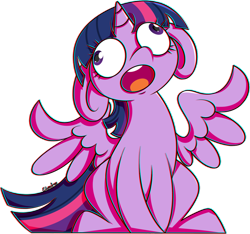 Size: 1024x959 | Tagged: safe, artist:ekveviron, imported from derpibooru, twilight sparkle, alicorn, pony, chromatic aberration, cute, derp, female, floppy ears, majestic as fuck, open mouth, silly, silly pony, simple background, sitting, solo, spread wings, transparent background, twiabetes, twilight sparkle (alicorn)