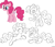 Size: 1024x890 | Tagged: safe, artist:saber-panda, imported from derpibooru, pinkie pie, pony, eyes closed, female, prone, raised hoof, simple background, sketch, smiling, solo, vector, watermark, white background