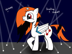 Size: 1600x1200 | Tagged: safe, artist:phenioxflame, artist:steamyart, imported from derpibooru, oc, oc only, oc:phenioxflame, pony, broken horn, solo, spotlight