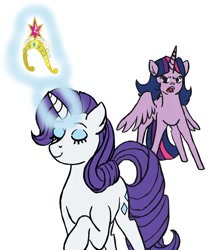 Size: 722x807 | Tagged: artist needed, safe, imported from derpibooru, rarity, twilight sparkle, alicorn, pony, my little brony risovach, big crown thingy, crown, jewelry, regalia, twilight sparkle (alicorn)