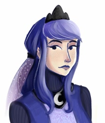 Size: 718x838 | Tagged: artist needed, safe, imported from derpibooru, princess luna, human, bust, female, humanized, portrait, simple background, solo, white background