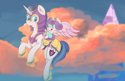 Size: 10200x6600 | Tagged: safe, artist:lula-moonarts, imported from derpibooru, princess flurry heart, shining armor, absurd resolution, cloud, cute, father and daughter, flurrybetes, flying, magic, telekinesis