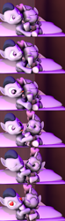 Size: 1920x6520 | Tagged: safe, artist:viranimation, imported from derpibooru, rumble, sweetie belle, 3d, absurd resolution, bed, blanket, heart eyes, hoof fetish, hoof licking, hoof polish, hoof sucking, licking, male, nail polish, plushie, rumbelle, shipping, sleeping, source filmmaker, story included, straight, teddy bear, teddybear, tongue out, wingding eyes