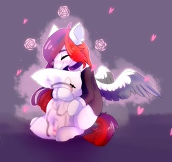 Size: 1634x1537 | Tagged: safe, artist:elvche, imported from derpibooru, oc, oc only, pegasus, pony, blood moon, blushing, body pillow, collar, commission, moon, solo, wings