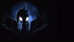 Size: 2560x1440 | Tagged: safe, artist:its-dashi, imported from derpibooru, princess luna, 3d, dark, female, full moon, glowing eyes, looking at you, moon, solo, source filmmaker, spread wings