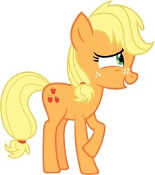 Size: 5335x6000 | Tagged: safe, artist:slb94, imported from derpibooru, applejack, earth pony, pony, where the apple lies, absurd resolution, female, freckles, nervous, simple background, solo, teenage applejack, transparent background, vector, younger