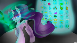 Size: 1024x576 | Tagged: safe, artist:browniecrush114, imported from derpibooru, starlight glimmer, pony, cutie mark, s5 starlight, staff, staff of sameness