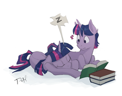 Size: 634x500 | Tagged: safe, artist:bypenandhoof, imported from derpibooru, twilight sparkle, pony, unicorn, book, duo, dusk shine, female, male, mare, rule 63, self ponidox, simple background, sleeping, stallion, white background, z