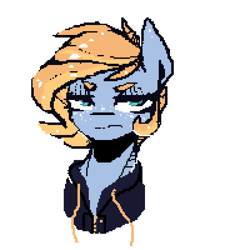 Size: 720x800 | Tagged: safe, artist:novabytes, imported from derpibooru, oc, oc only, pony, bust, clothes, hoodie, ms paint, pixel art, simple background, solo, white background