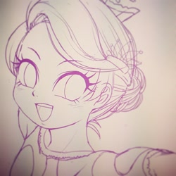 Size: 600x600 | Tagged: safe, artist:uotapo, imported from derpibooru, diamond tiara, equestria girls, fall formal princess competition, female, ice skating, monochrome, solo, wip