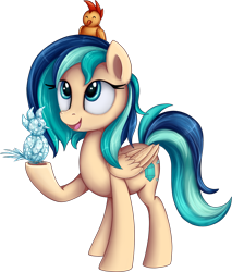 Size: 960x1128 | Tagged: safe, artist:thebowtieone, imported from derpibooru, oc, oc only, oc:sapphire breeze, bird, pegasus, pony, crystal, female, looking up, mare, sculpture, simple background, solo, transparent background