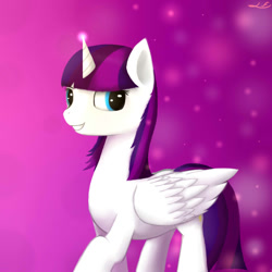 Size: 1200x1200 | Tagged: safe, artist:lukesaurusflavius, artist:ssnerdy, imported from derpibooru, oc, oc only, oc:twily star, alicorn, pony, alicorn oc, offspring, parent:twilight sparkle, solo