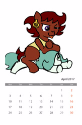 Size: 1600x2450 | Tagged: safe, artist:ficficponyfic, color edit, edit, edited edit, imported from derpibooru, oc, oc only, oc:emerald jewel, oc:ruby rouge, earth pony, pony, colt quest, boy, calendar, child, color, colored, colt, cute, ear piercing, earring, female, femboy, filly, foal, hair over one eye, happy, jewelry, male, one eye closed, photofunia, piercing, playing, sitting on person, tomboy, tongue out, wink, wrestling