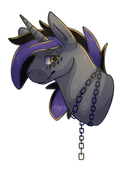 Size: 549x729 | Tagged: safe, artist:reyac, imported from derpibooru, oc, oc only, pony, unicorn, bust, chains, male, portrait, simple background, solo, stallion, transparent background